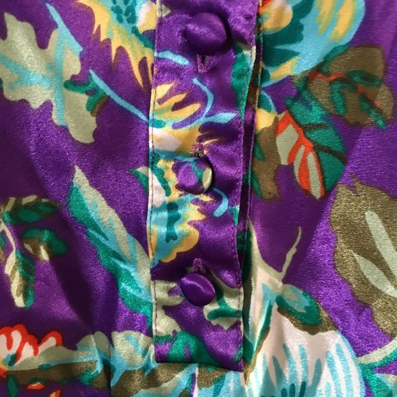 Vintage Victoria's Secret Gold Label Sz M Tropical Floral Satin Tank - Picture 6 of 8